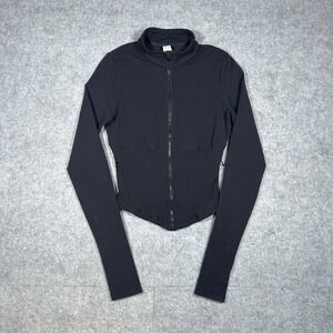 Alo Yoga Corset Jacket Womens XS Black Airbrush Mock Neck Full Zip Activewear